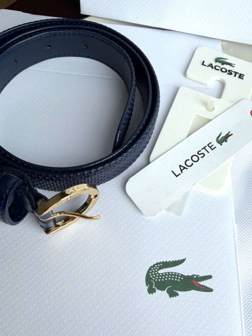 NWT - LACOSTE - Blue Cow leather belt 80/32 - Picture 2 of 7